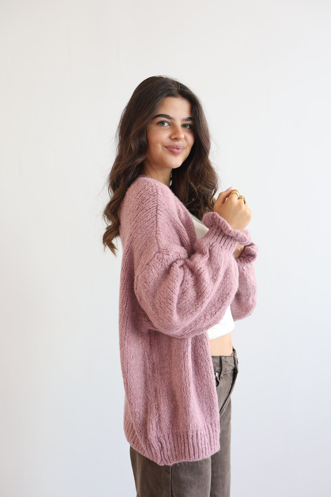 Offener Cardigan mit Rüschenärmeln Clara