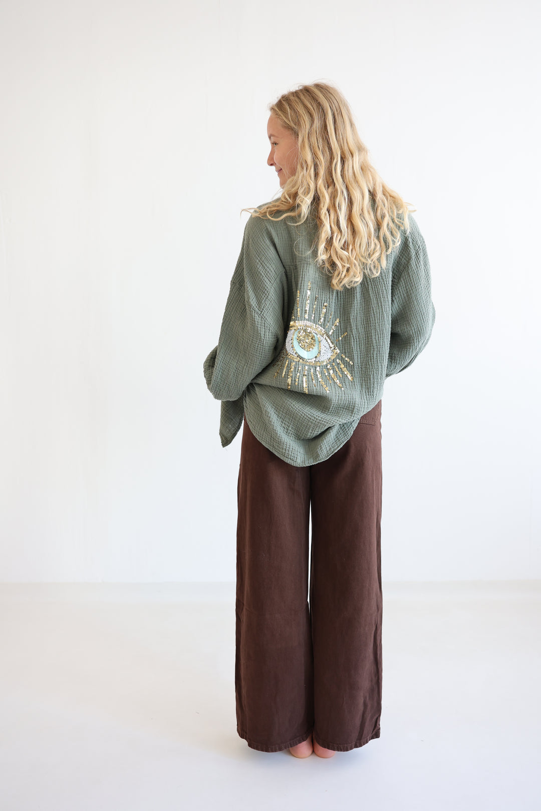 Oversize Blusenhemd aus Musselin Golden Eye