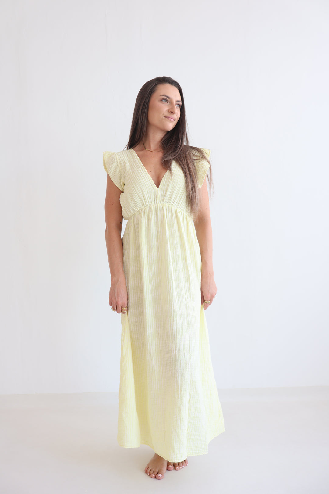 Langes Musselinkleid Casual Stripes