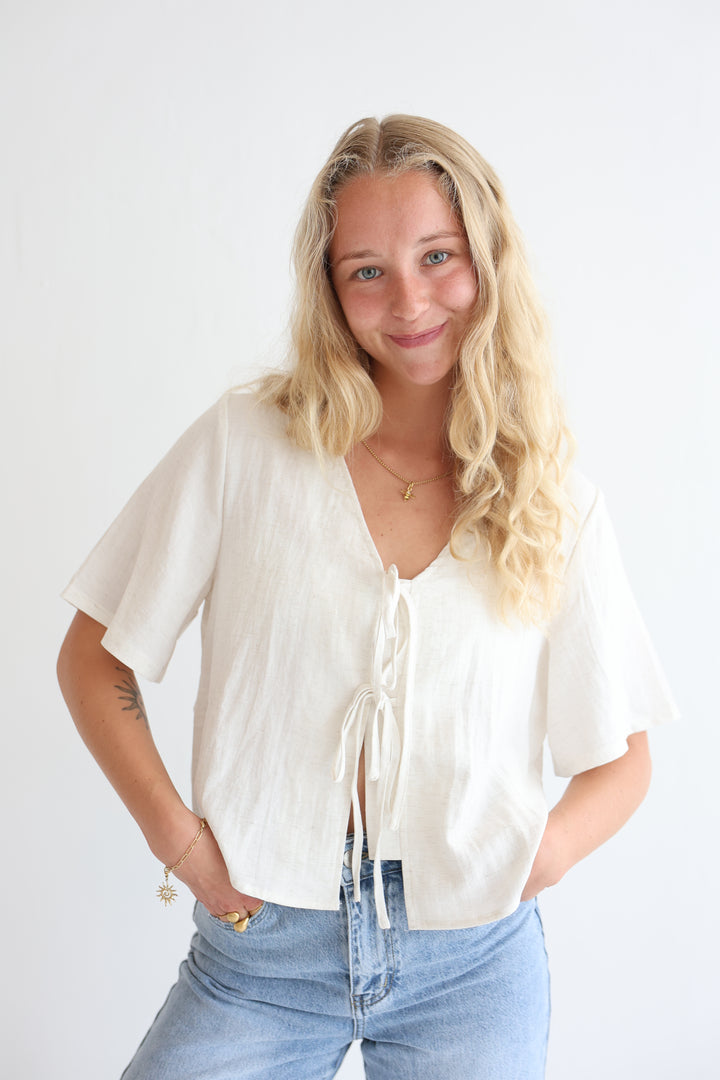Short Sleeve Leinen Bluse