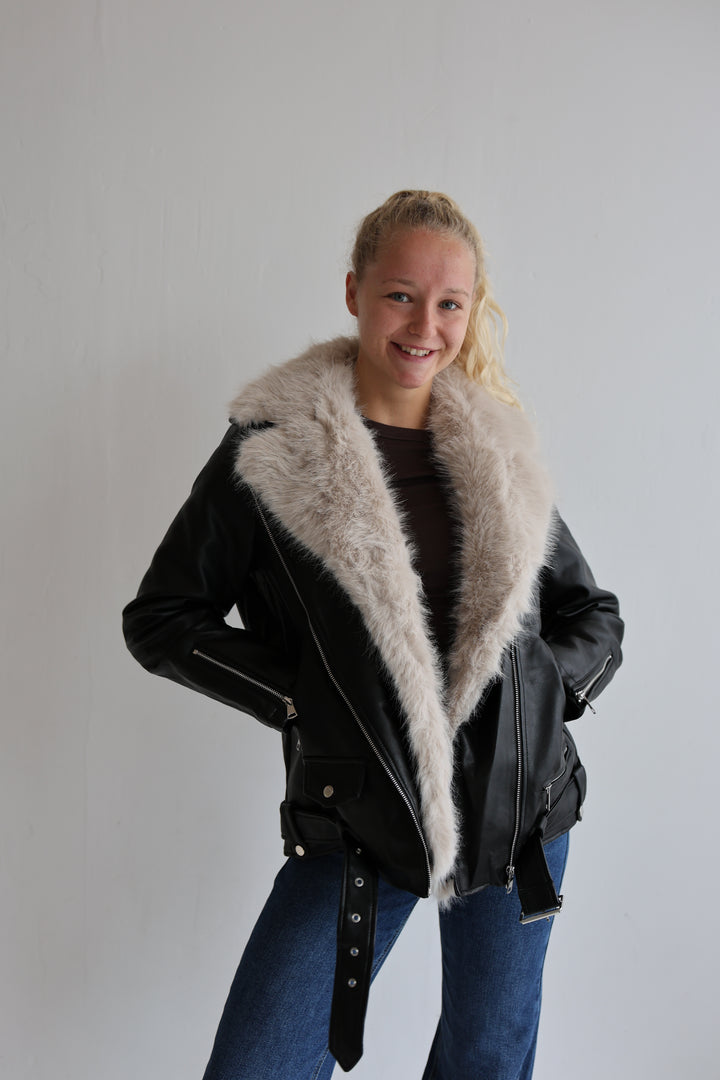 Kunstlederjacke mit Felleinsatz Maddy