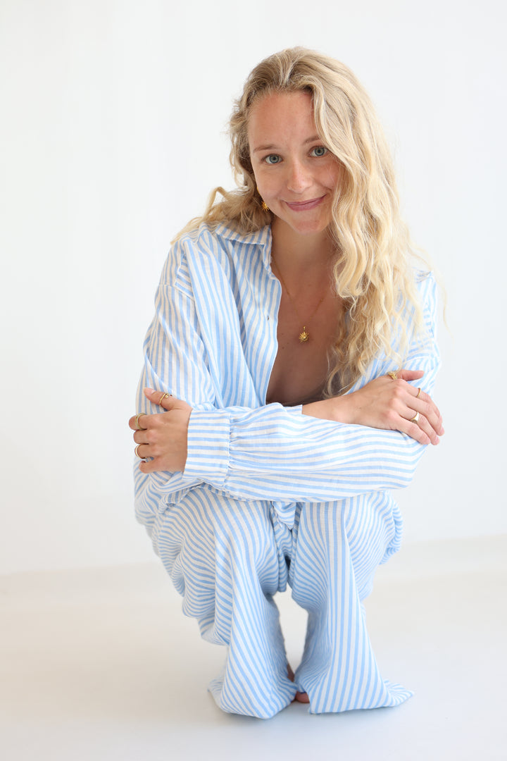 Oversize Striped Linen Bluse