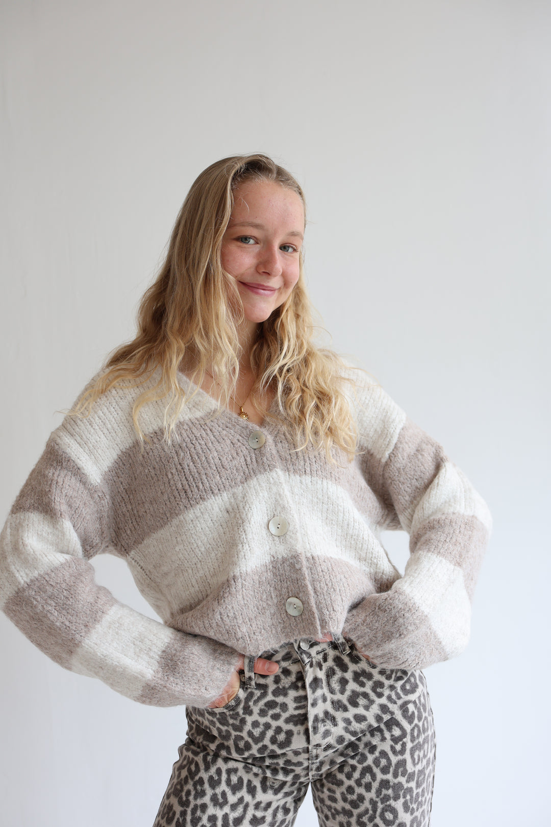 Striped V-Neck Cardigan