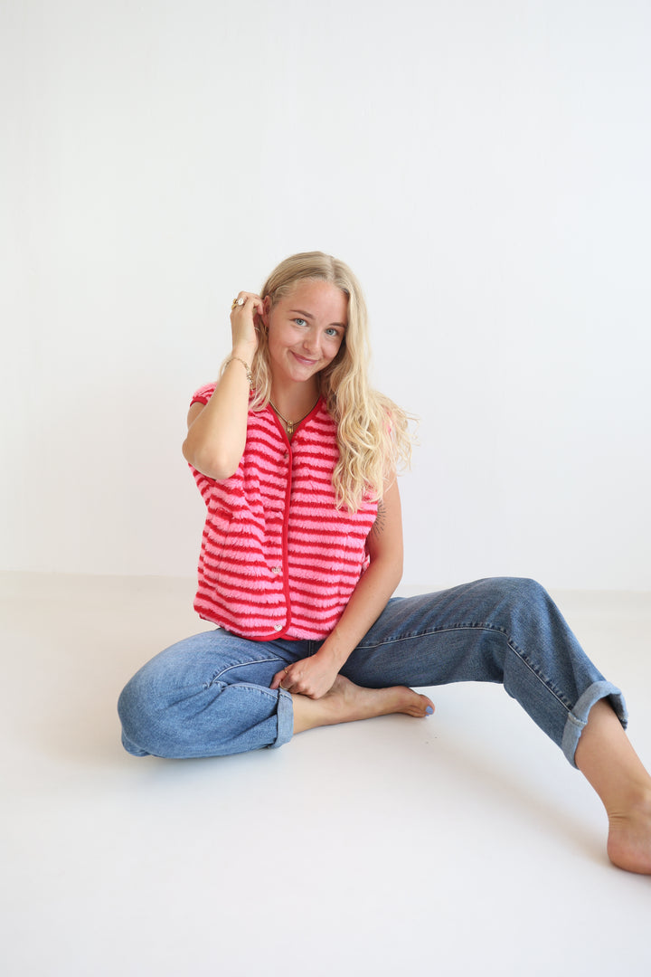 Candy Stripe Teddy Vest