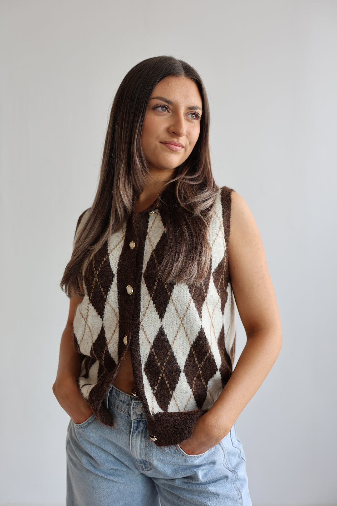 Weste Vintage Argyle Chic