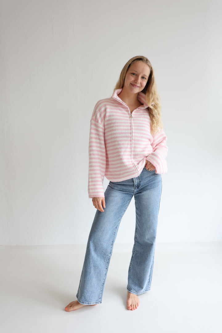 Striped Zip Cardigan