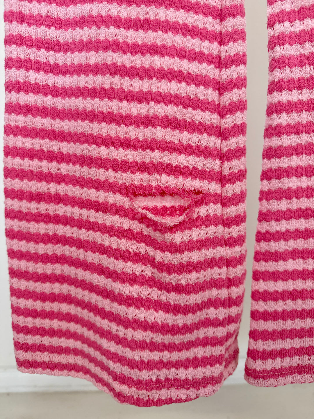 STRIPED KNIT FLARED PANTS BUBBLE PINK (B-WARE)