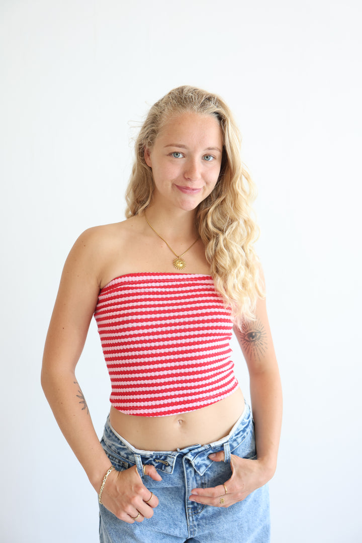 Striped Knit Tube Top