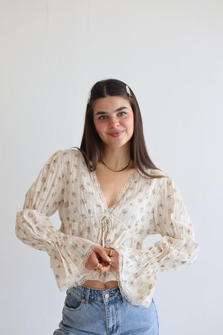 Schößchenbluse zum Schnüren Cute Roses