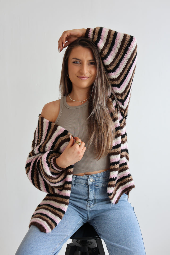 Gestreifter Oversize Cardigan Merle