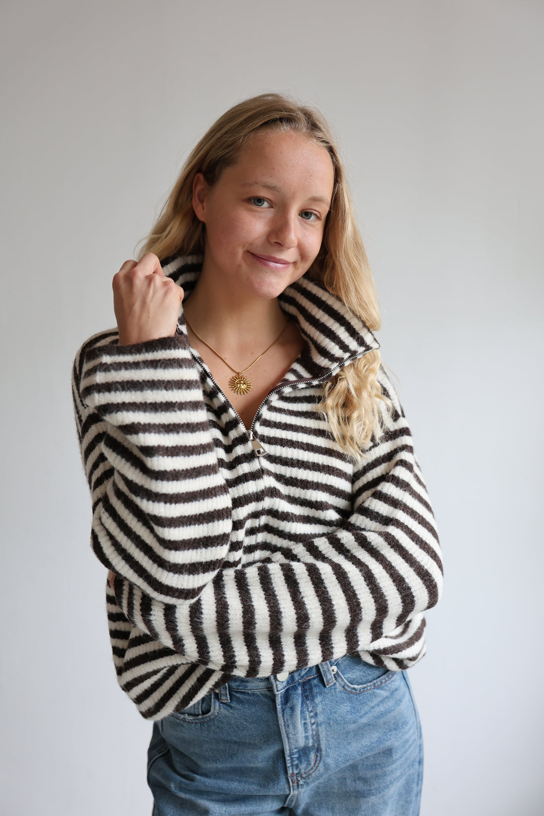 Striped Zip Cardigan