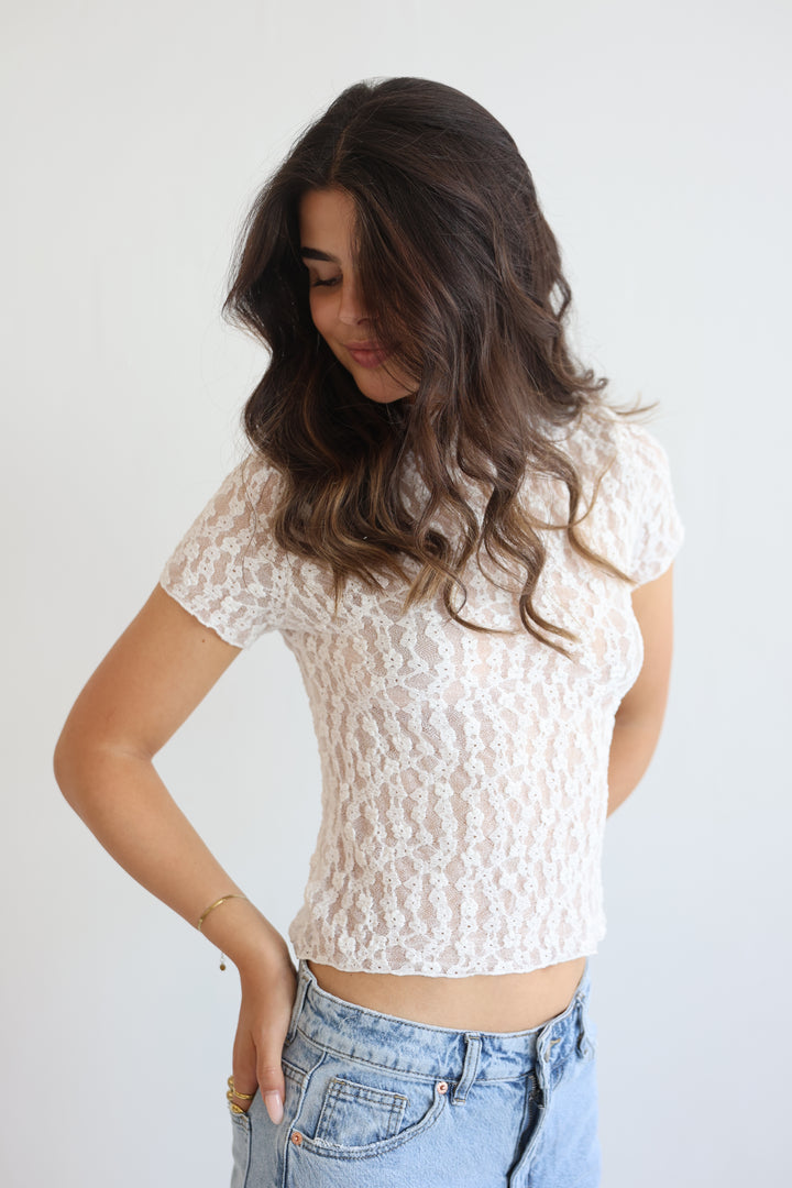Milky Bloom Lace T-Shirt