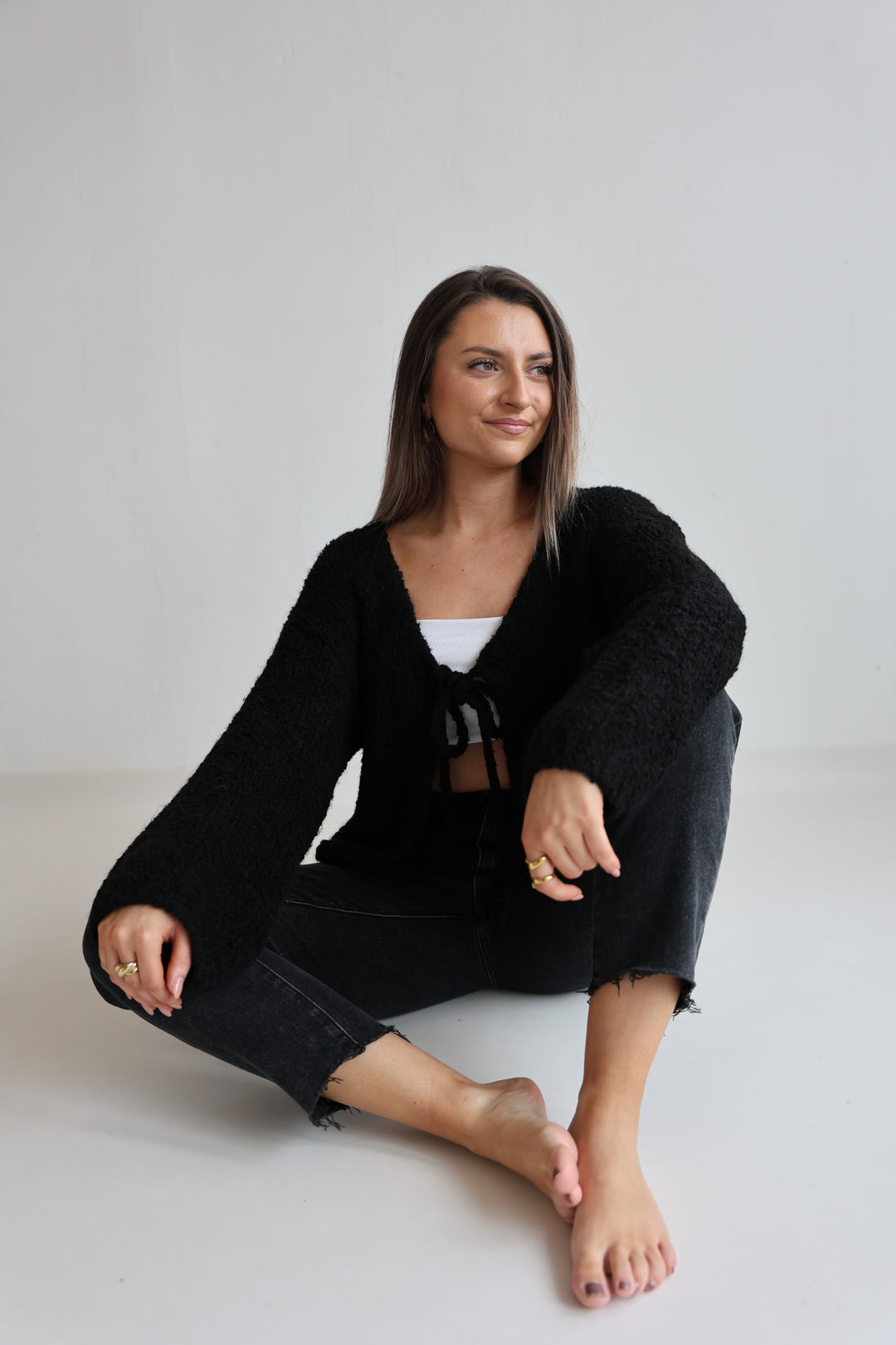 Teddy Knot Cardigan Fluffy Tie