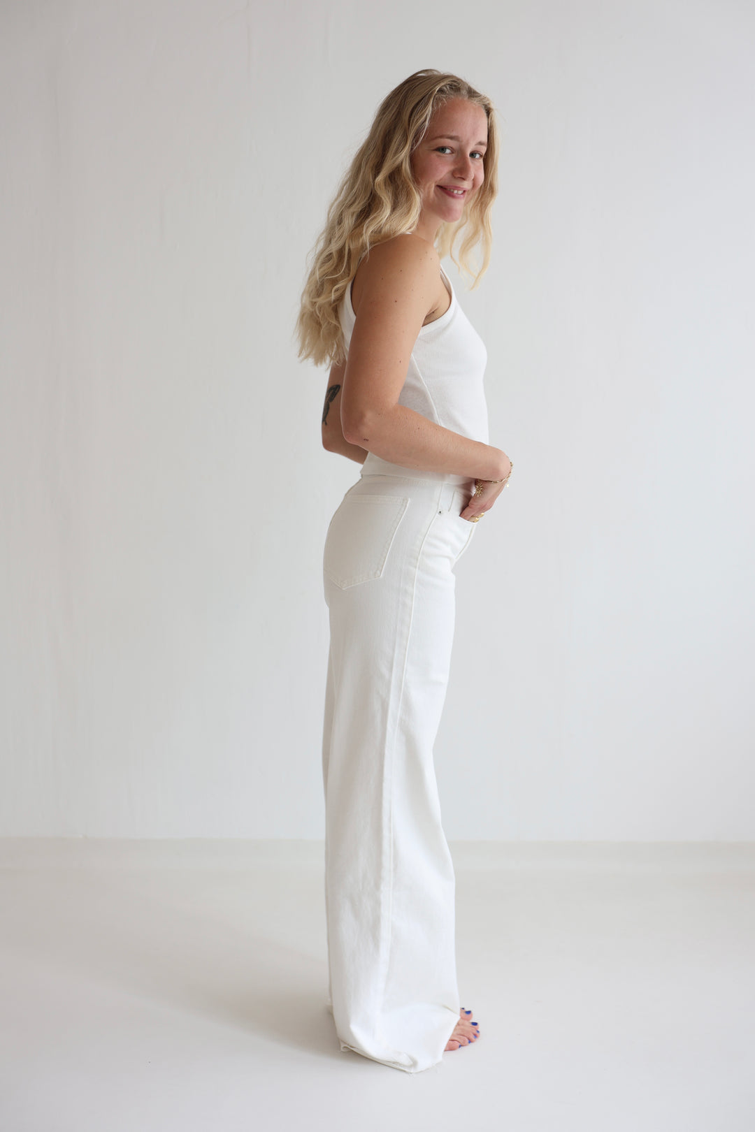 White Extra Long Jeans