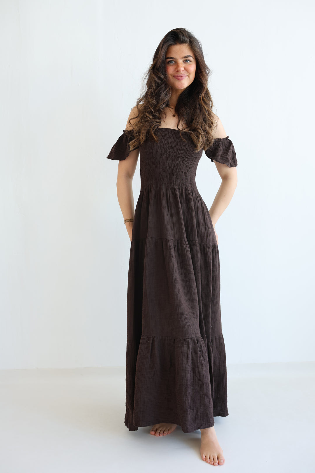Langes Kleid mit Raffung Livia