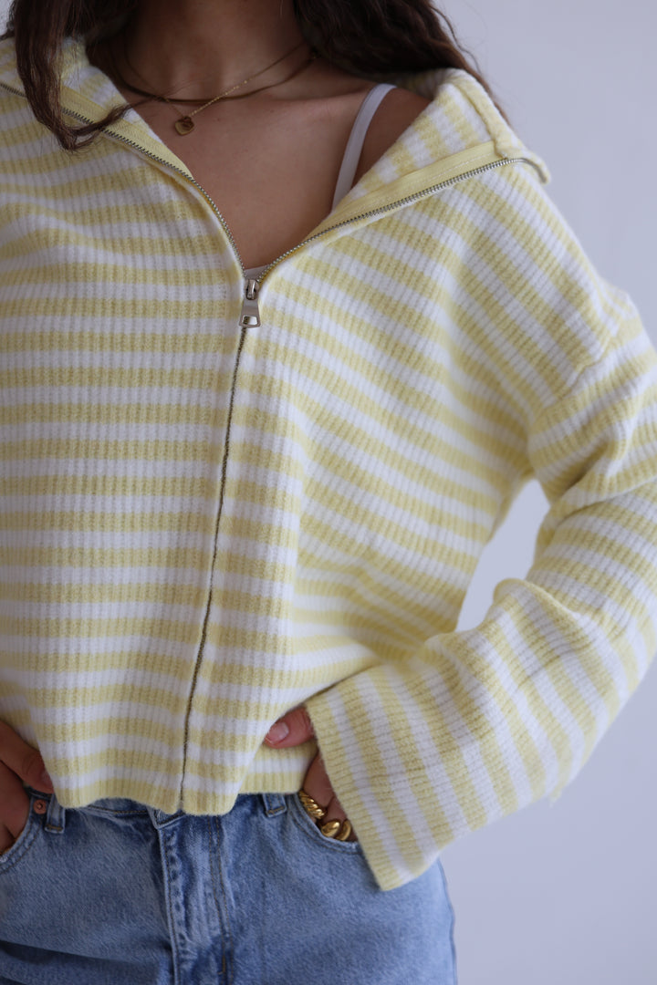 Striped Zip Cardigan