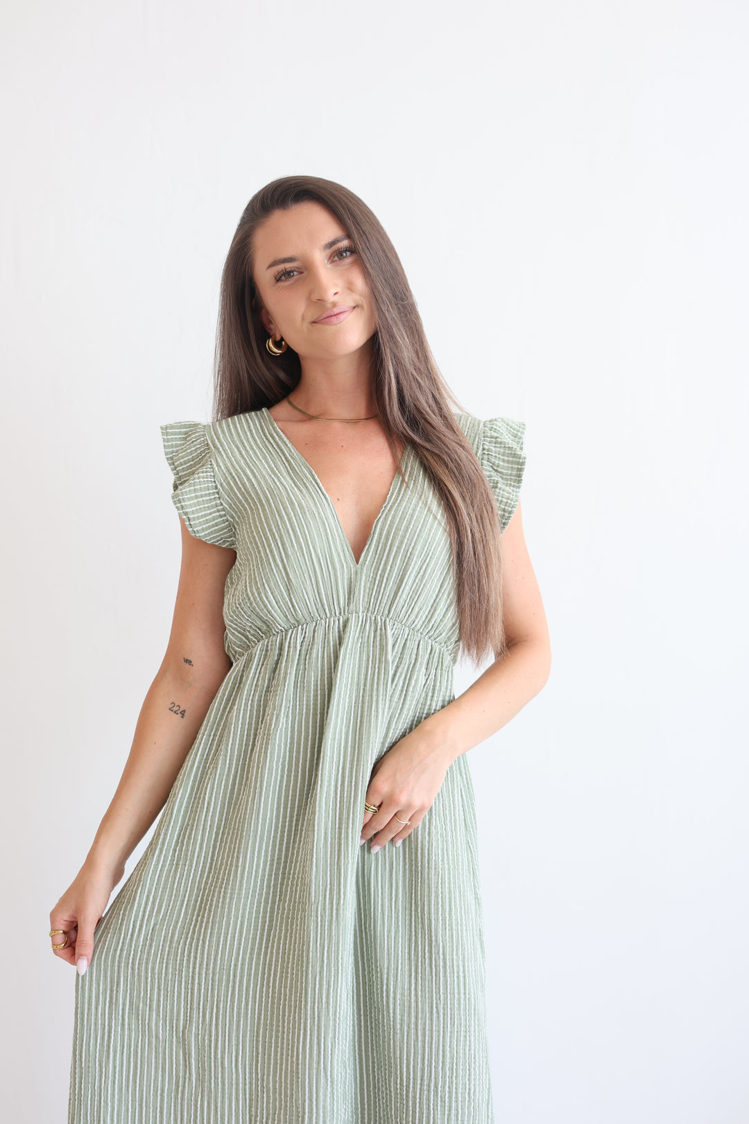 Langes Musselinkleid Casual Stripes