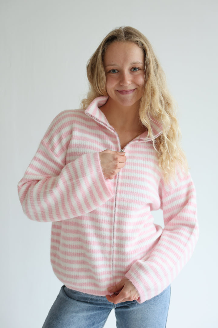 Striped Zip Cardigan