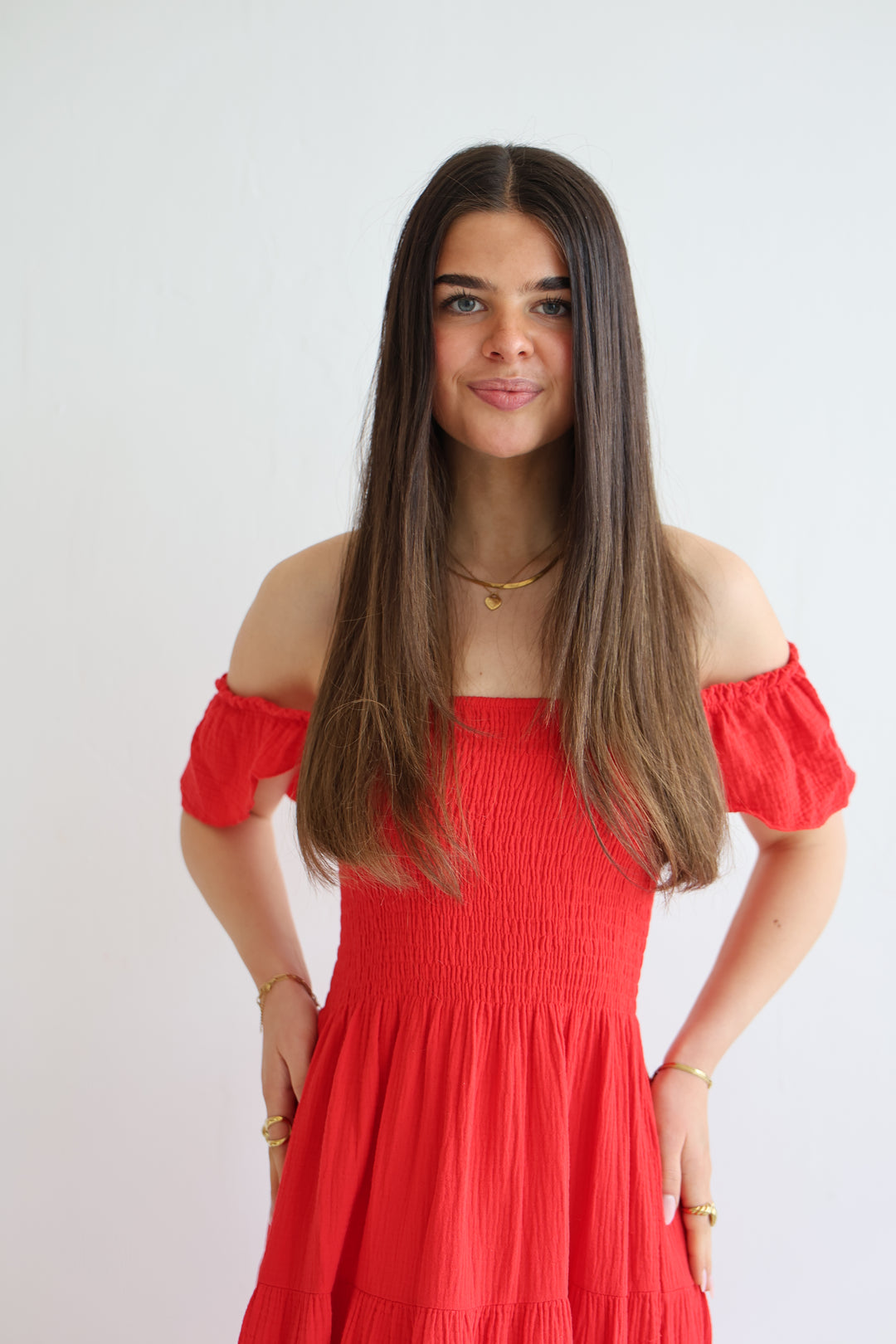 Langes Kleid mit Raffung Livia