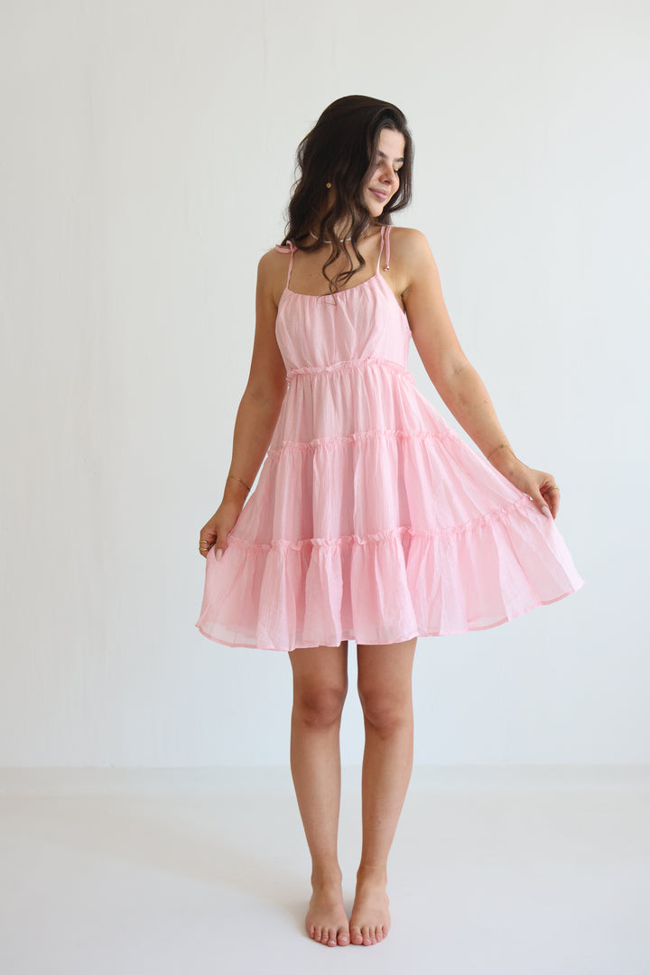 Bow Strap Tiered Dress