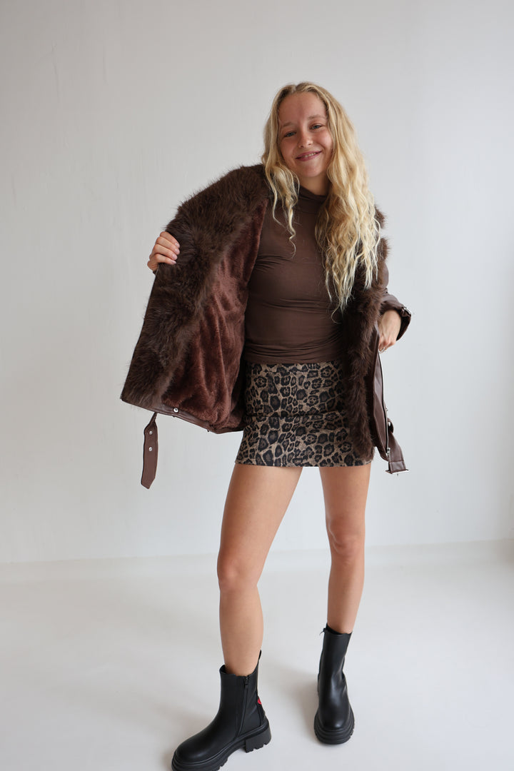 Kunstlederjacke mit Felleinsatz Maddy