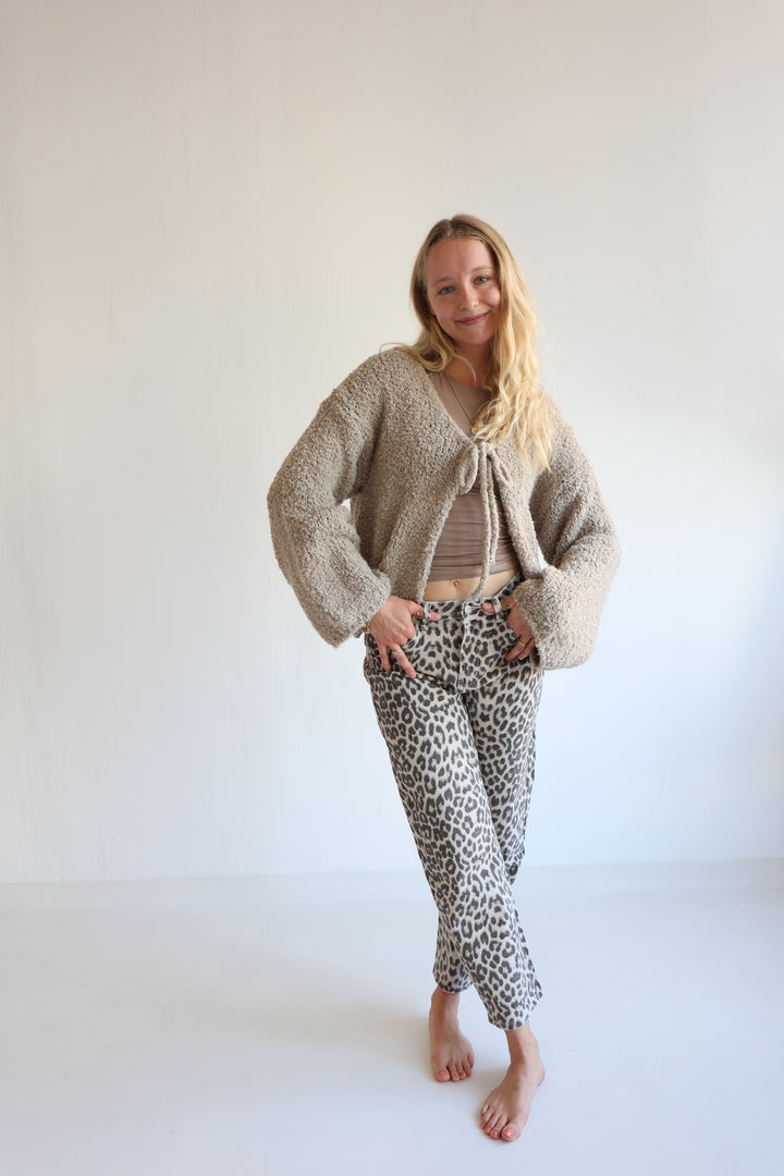 Teddy Knot Cardigan Fluffy Tie