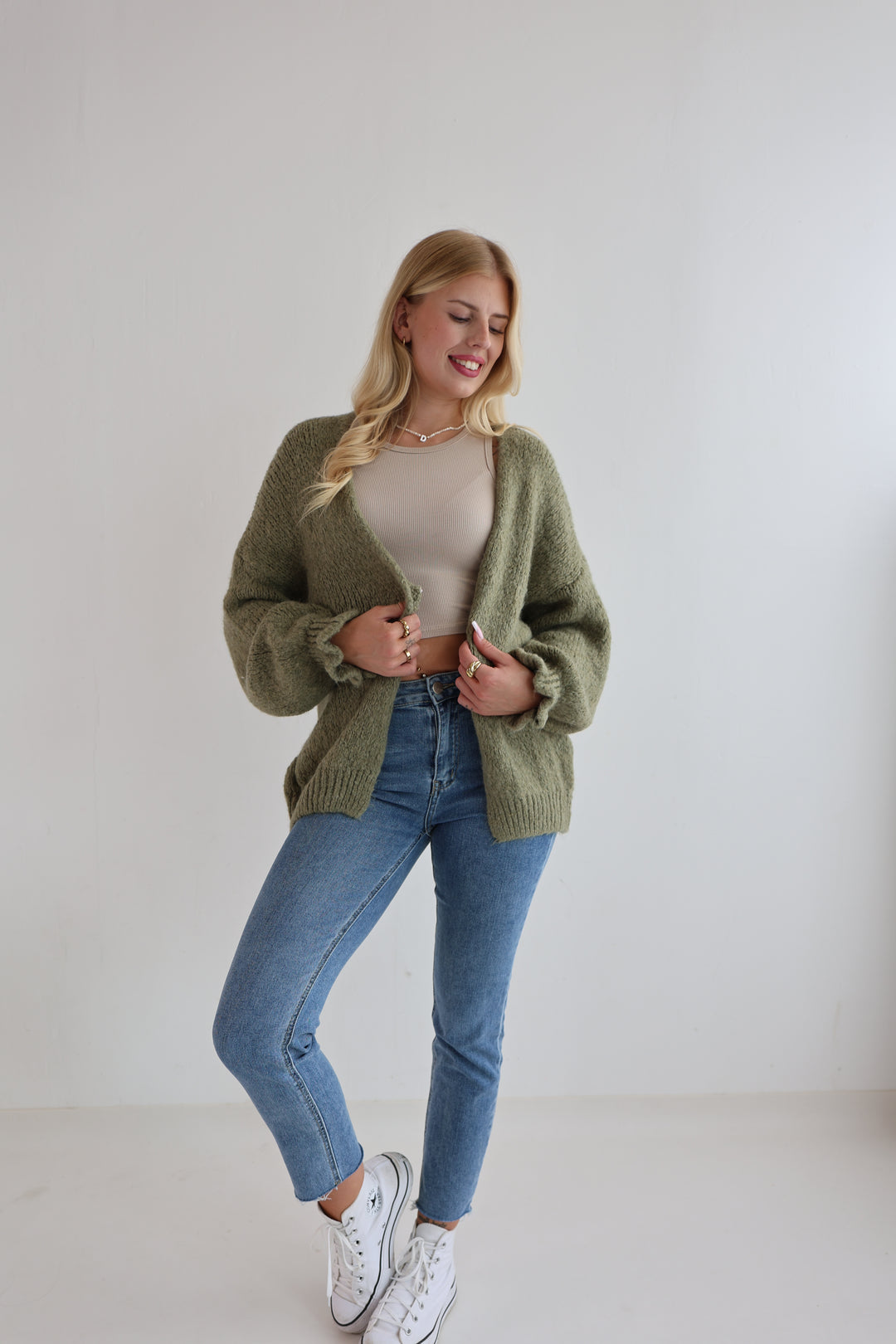 Offener Cardigan mit Rüschenärmeln Clara
