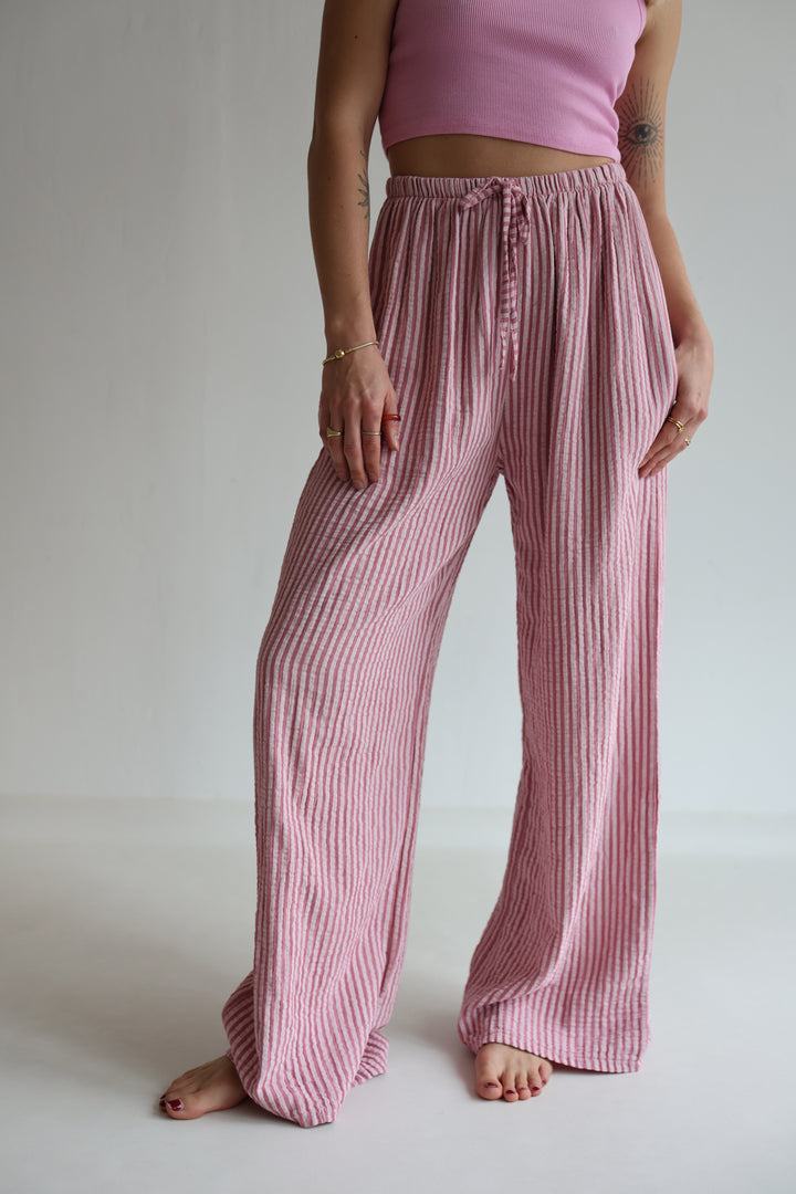 Lange Musselinhose mit Streifen Little Lines