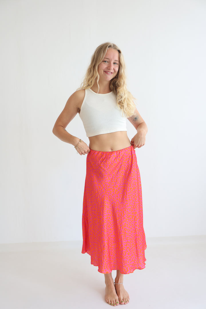 Leopard Satin Skirt