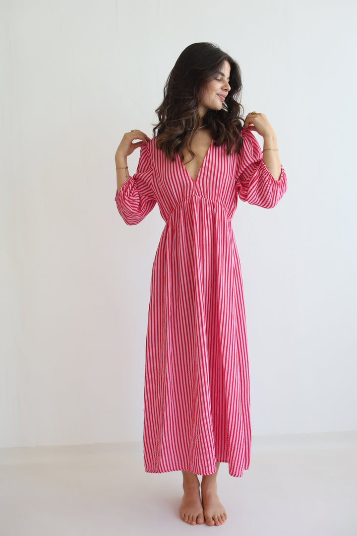 3/4 Arm Musselinkleid Summer Striped