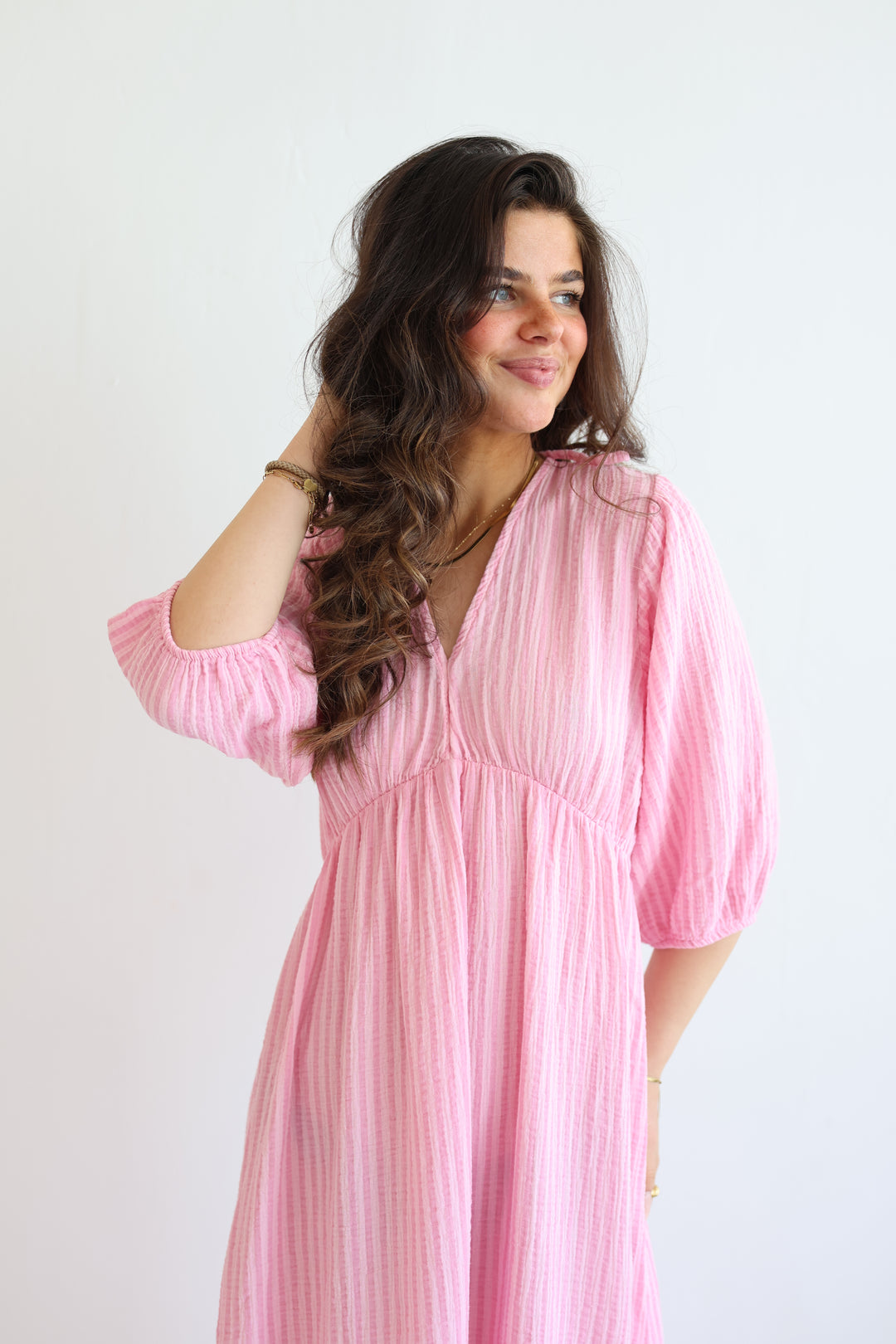 3/4 Arm Musselinkleid Summer Striped