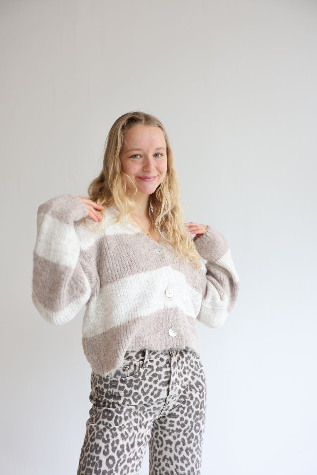 Striped V-Neck Cardigan