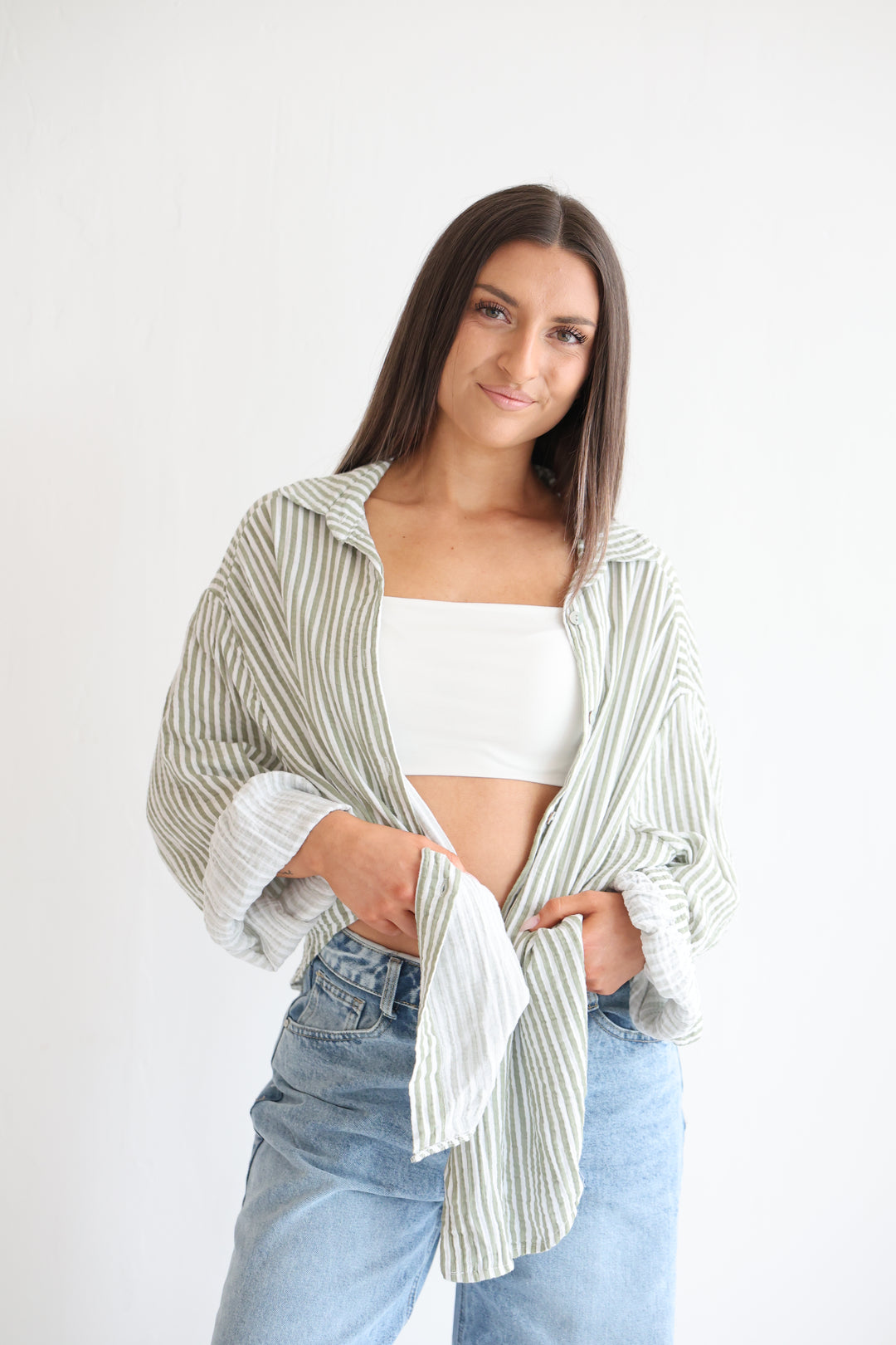 Gestreifte Musselinbluse Meadow