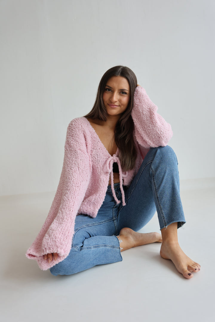 Teddy Knot Cardigan Fluffy Tie