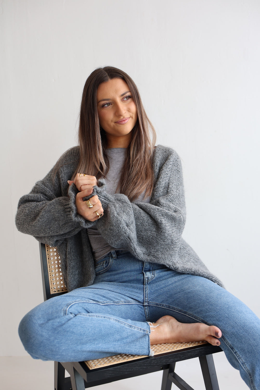 Offener Cardigan mit Rüschenärmeln Clara