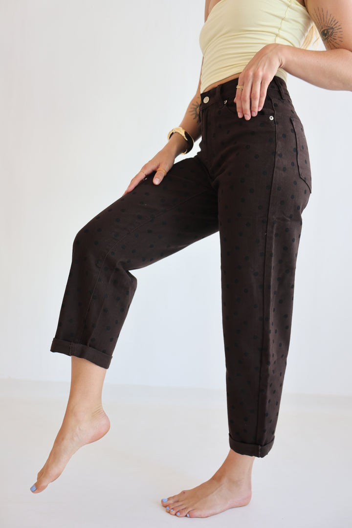Espresso Polka Mom Jeans