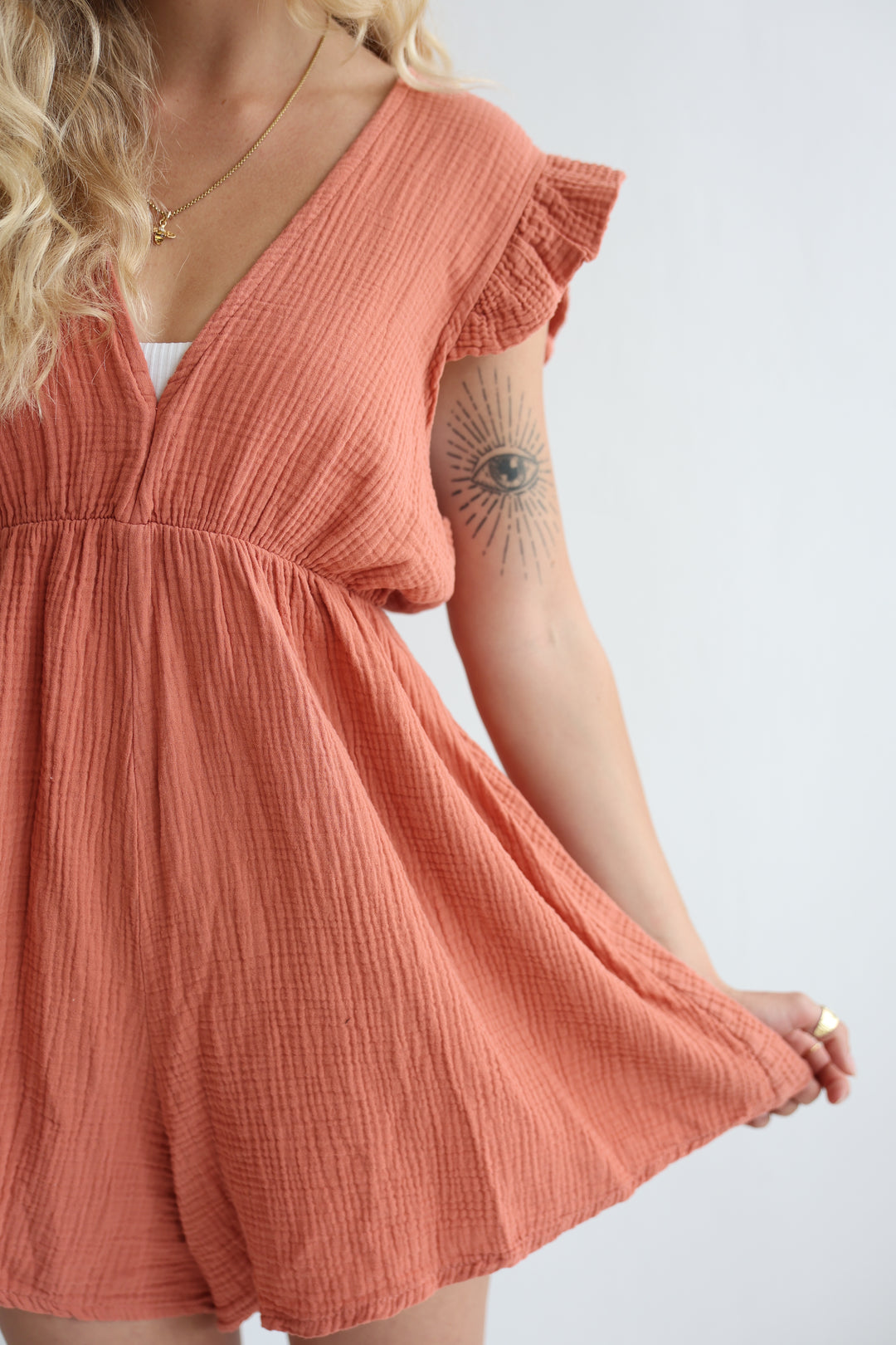 Musselin-Jumpsuit mit Rüschen