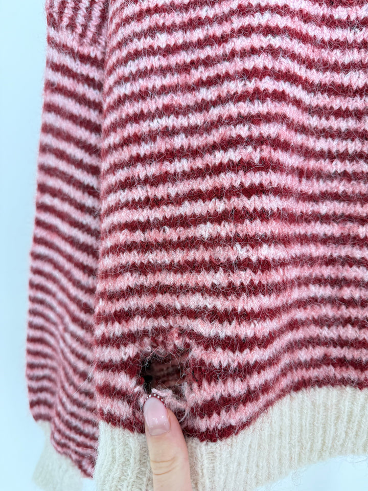 GESTREIFTER PULLOVER MOODLINE KNIT BORDEAUX (B-WARE)