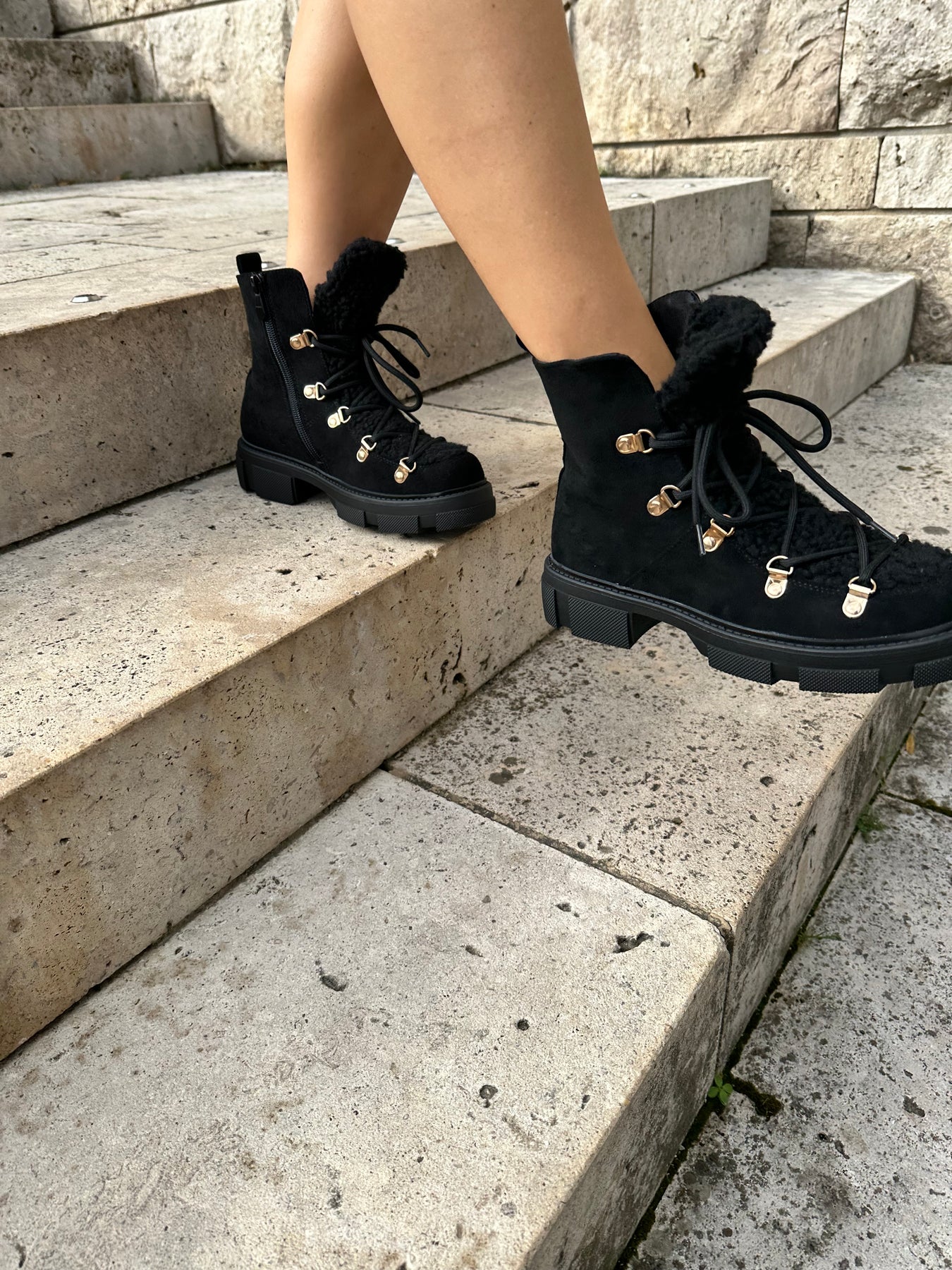 raid perrie black chunky hiker boots