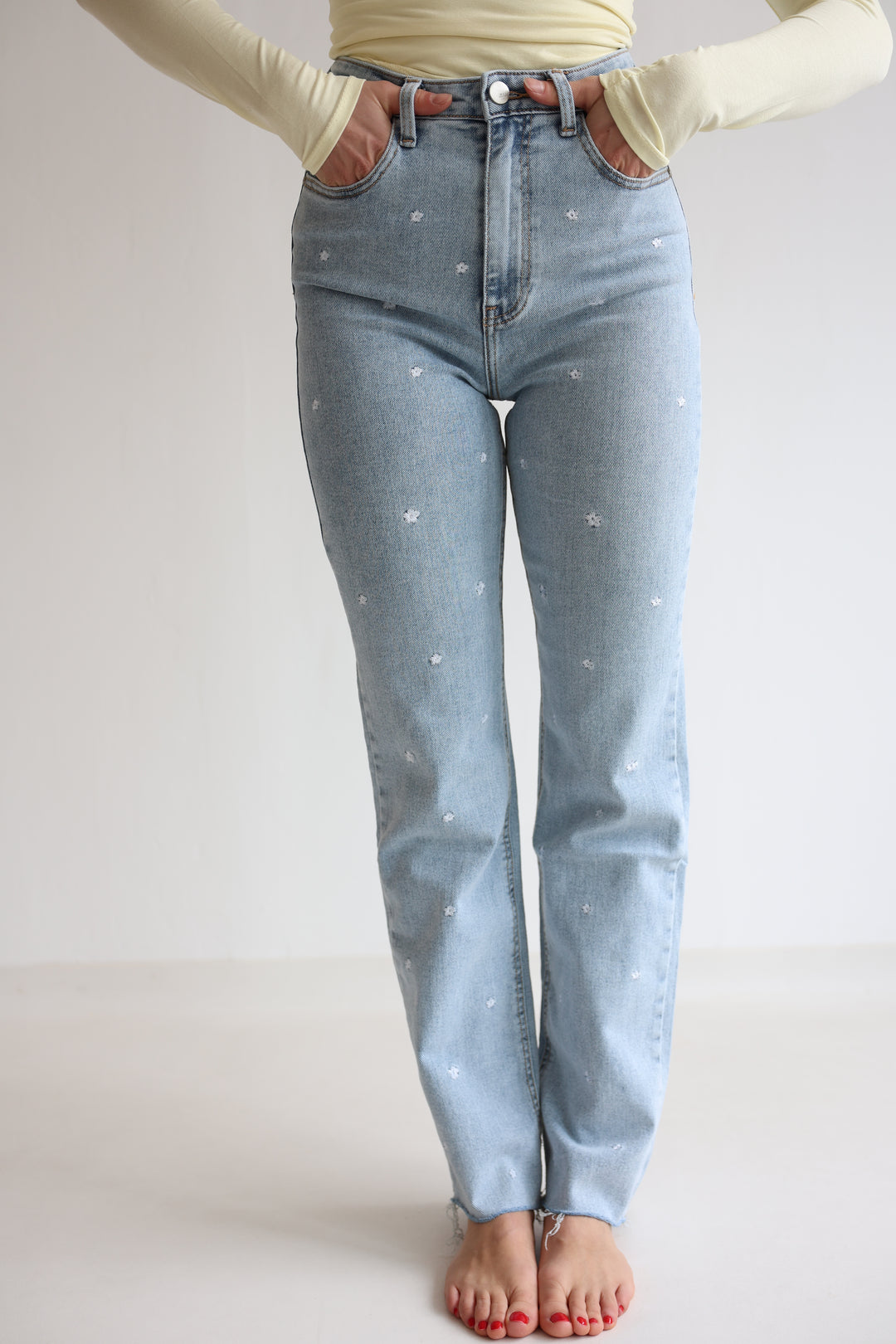 Fine Floral Straight Fit Jeans
