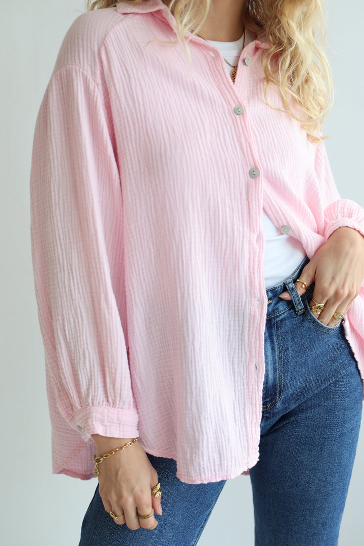 Kurzes Blusenhemd aus Musselin (einfarbig)