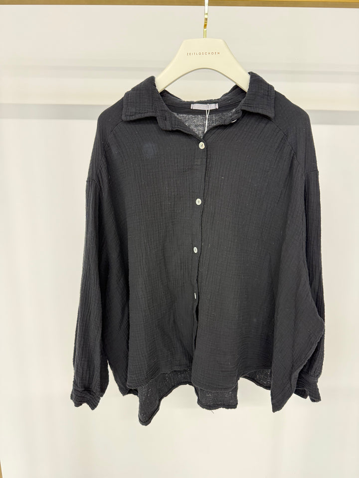 KURZES BLUSENHEMD AUS MUSSELIN SCHWARZ (B-WARE)