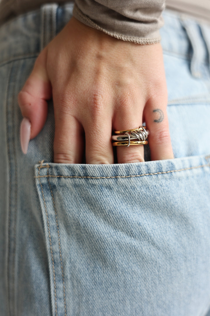 Three Layer Gold & Silver Ring