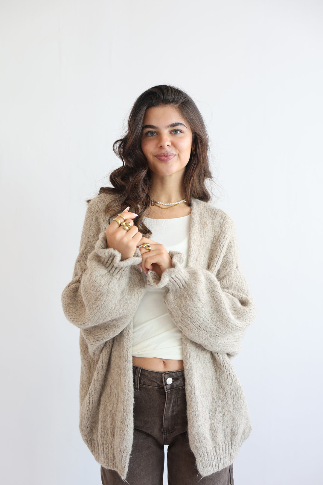 Offener Cardigan mit Rüschenärmeln Clara