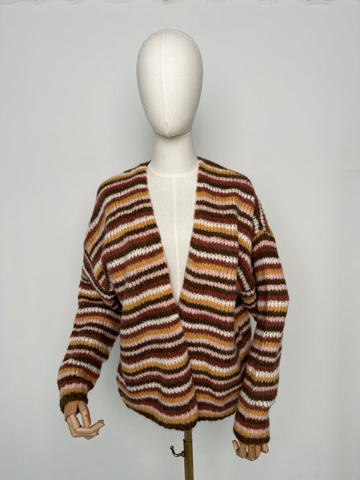 GESTREIFTER CARDIGAN BRAUN (B-WARE)