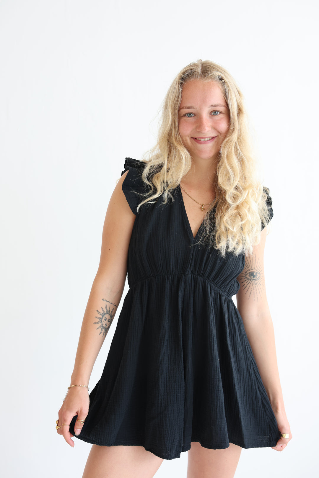 Musselin-Jumpsuit mit Rüschen