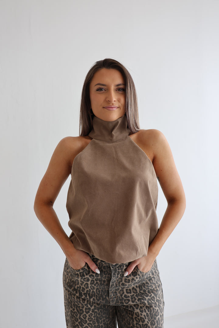 Neckholder-Top Velour Chic