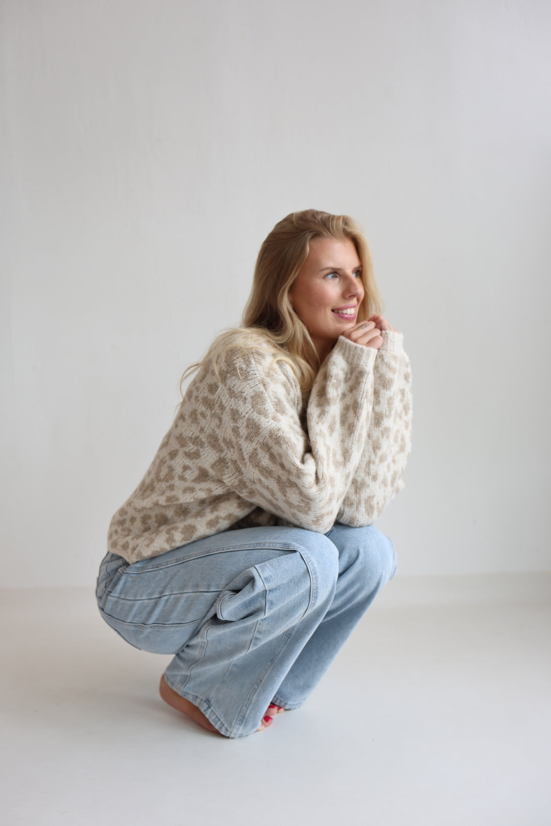 Offener Cardigan mit Leoprint