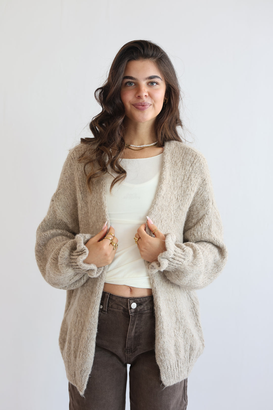 Offener Cardigan mit Rüschenärmeln Clara