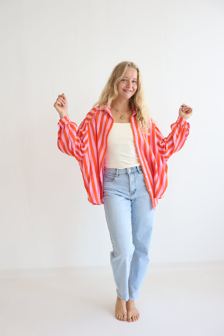 Musselinbluse Blockstripes